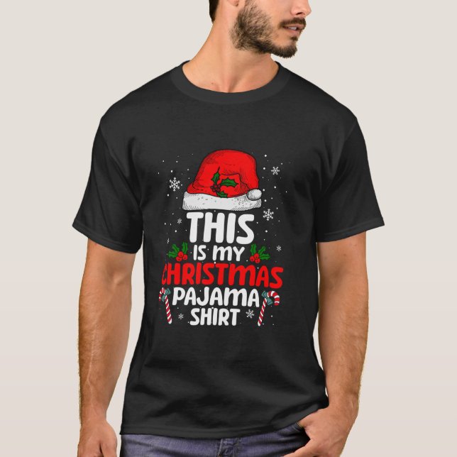 Santa Hat Xmas Pyjamas Men Women This Is My Christ T-Shirt (Front)