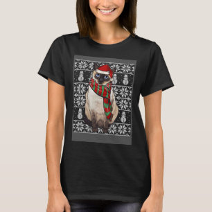 Santa Hat Xmas Siamese Cat Ugly Christmas T-Shirt