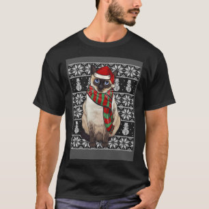 Santa Hat Xmas Siamese Cat Ugly Christmas T-Shirt