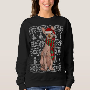 Santa Hat Xmas Sphynx Cat Ugly Christmas Sweatshirt