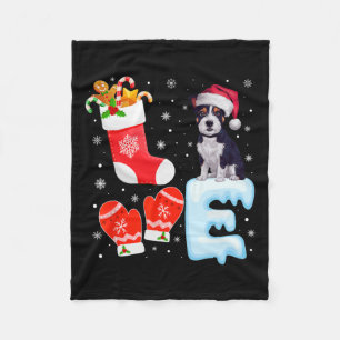 Santa Hat Xmas Stocking American Staffordshire Ter Fleece Blanket
