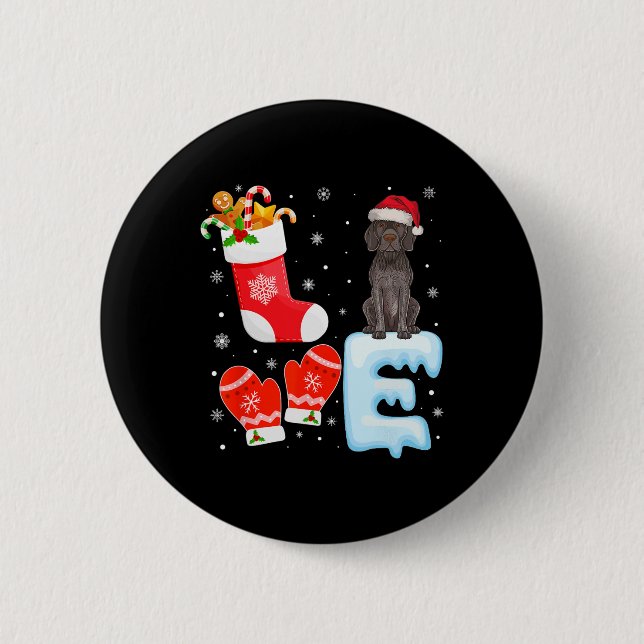 Santa Hat Xmas Stocking German Shorthaired Pointer 2 Inch Round Button (Front)