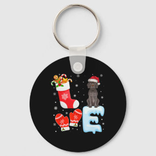 Santa Hat Xmas Stocking German Shorthaired Pointer Keychain