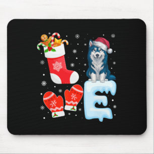 Santa Hat Xmas Stocking Holiday Alaskan Klee Kai D Mouse Pad