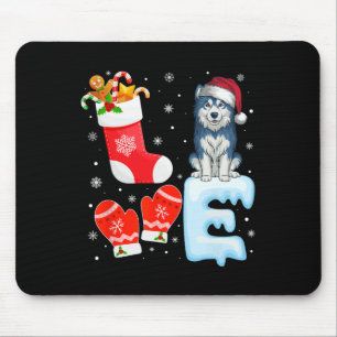 Santa Hat Xmas Stocking Holiday Alaskan Malamute D Mouse Pad