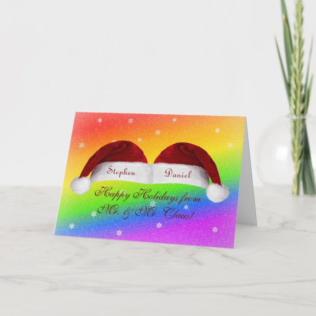 Santa Hats and Rainbows Holiday Card (Front)