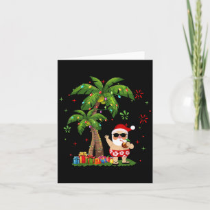 Santa Hawaiian Christmas Palm Tree Lights Xmas  Card