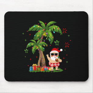 Santa Hawaiian Christmas Palm Tree Lights Xmas  Mouse Pad