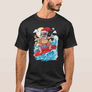 Santa Hawaiian Surfing Christmas Summer Surf Hawai T-Shirt