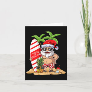 Santa Hawaiian Surfing T Shirt Christmas Summer Su Card