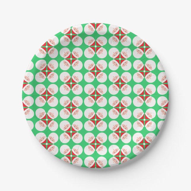Santa Head Christmas Paper Plate (Front)