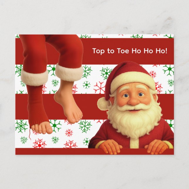 Santa Head & Legs North Pole Fun Christmas DesigN Postcard (Front)