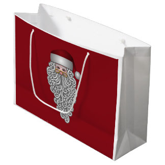 Santa Head with Curly Beard Large Gift Bag