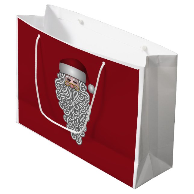 Santa Head with Curly Beard Large Gift Bag (Front Angled)