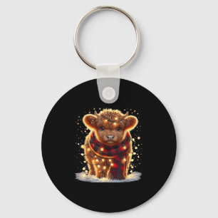 Santa Highland Cow Christmas Xmas Baby Wooly Farm Keychain