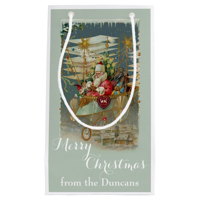 Santa & His Amazing Flying Machine Custom Gift Bag (Front)