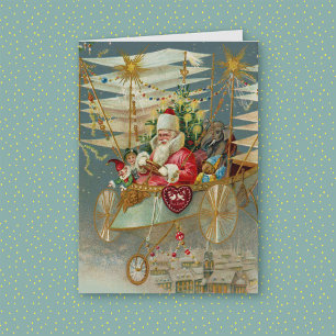Santa & His Amazing Flying Machine Note Card