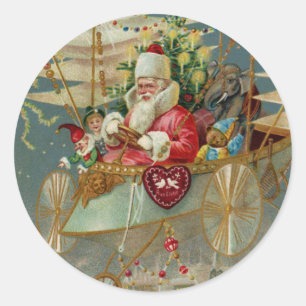 Santa & His Amazing Flying Machine Stickers