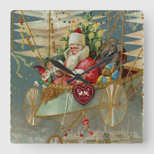 Santa & His Amazing Flying Machine Wall Clock