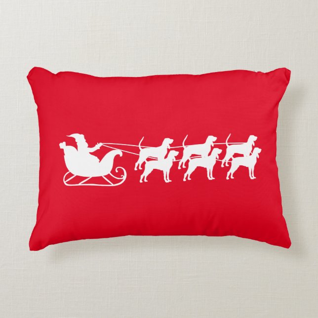 Santa & His Coonhound Sleigh  Accent Pillow (Front)