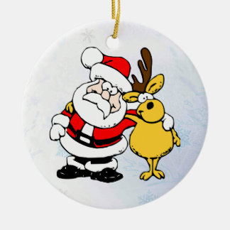 Santa & His Reindeer Christmas Ornaments