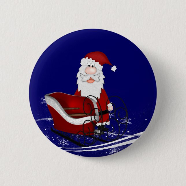Santa & His Sleigh Christmas 2 Inch Round Button (Front)