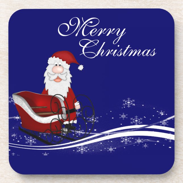 Santa & His Sleigh Christmas Coaster (Front)