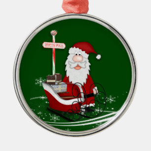 Santa & His Sleigh Christmas Metal Ornament