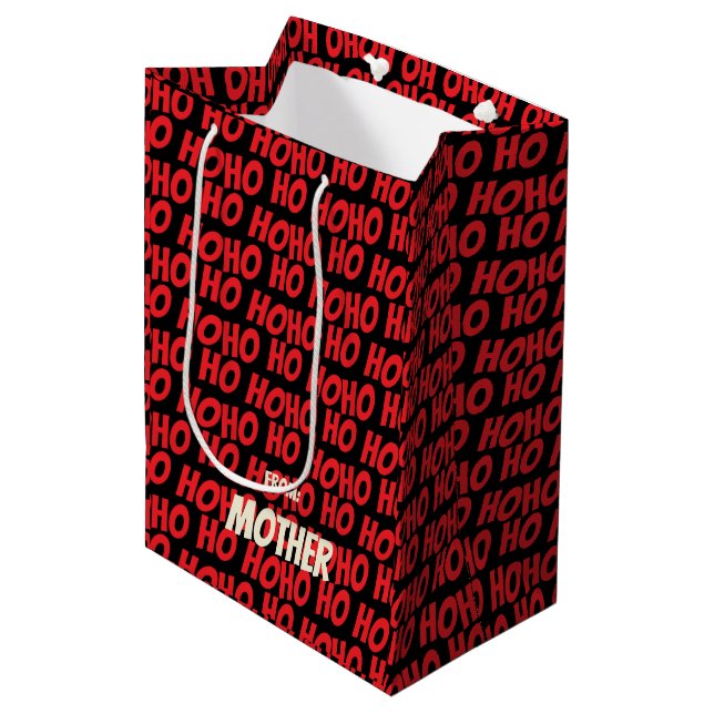 Santa Ho Ho Ho Red Medium Gift Bag (Front Angled)