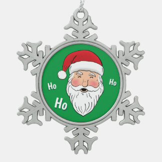 Santa (Ho, Ho, Ho) Snowflake Pewter Christmas Ornament