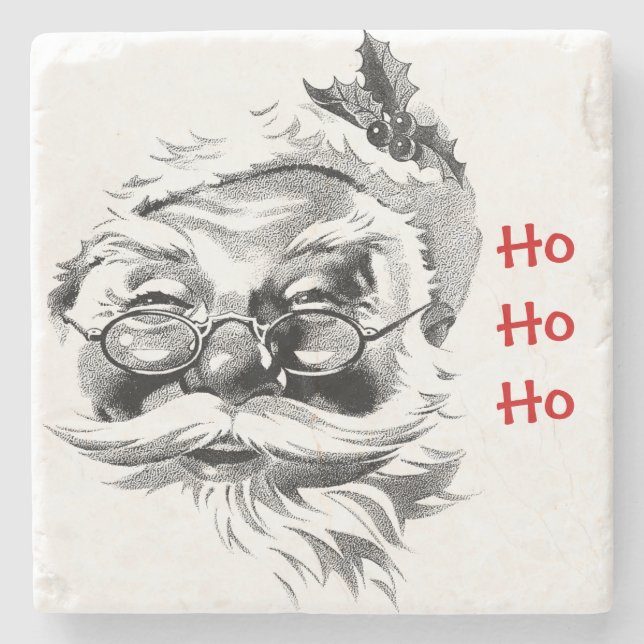 Santa Ho Ho Ho  Stone Coaster (Front)