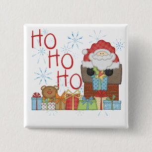 Santa Ho Ho Ho Tshirts and Gifts 2 Inch Square Button