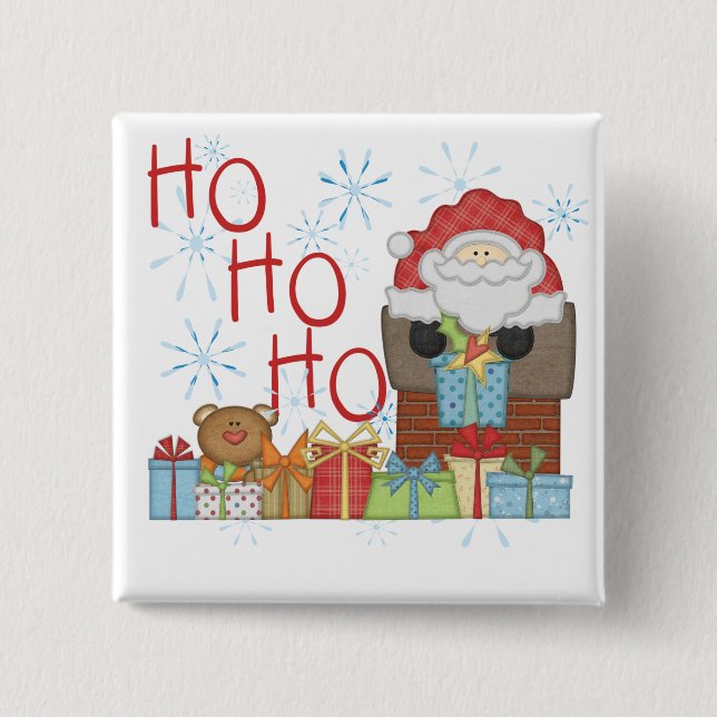 Santa Ho Ho Ho Tshirts and Gifts 2 Inch Square Button (Front)