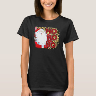 Santa Ho Ho Ho Vintage Leopard Buffalo Plaid T-Shirt