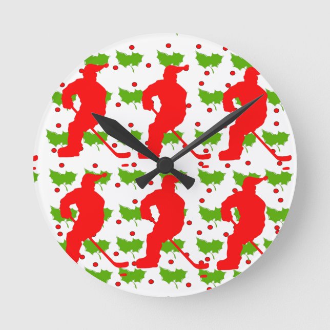 SANTA HOCKEY    ROUND CLOCK (Front)