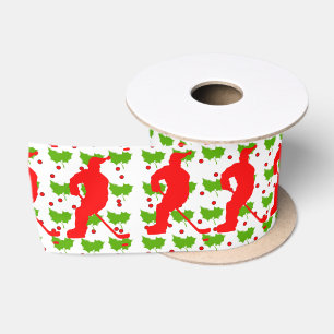 SANTA HOCKEY  SATIN RIBBON