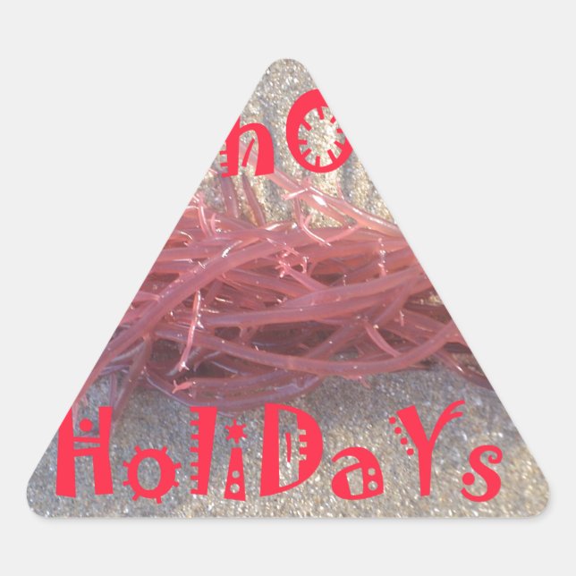 Santa HoHoHo Merry Christmas From Beach colours Triangle Sticker (Front)