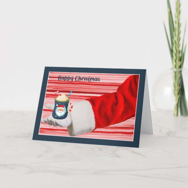 Santa Holding a Kindness Gift with Stripes Card (Front)