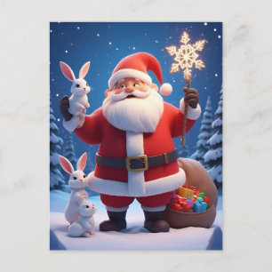 🎄 Santa Holding Snowflake❄️ Festive Christmas Postcard