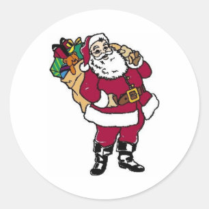 Santa Holds Toys Classic Round Sticker