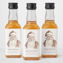 Santa Holiday Favors Mini Liquor Bottle Labels