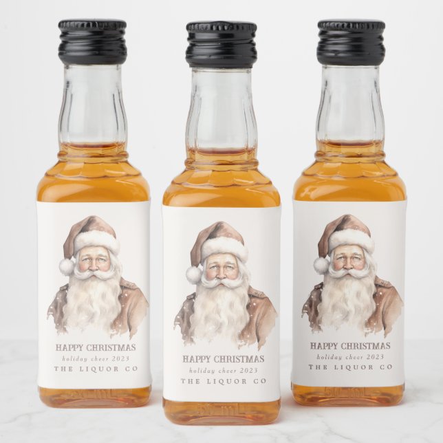 Santa Holiday Favors Mini Liquor Bottle Labels  (Bottles)