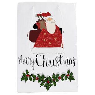Santa Holly Mistletoe Gift Bag