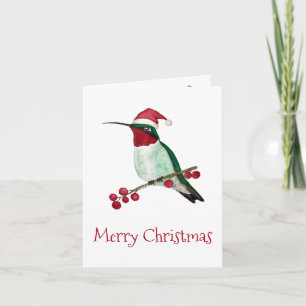 Santa Hummingbird Christmas Holiday Card