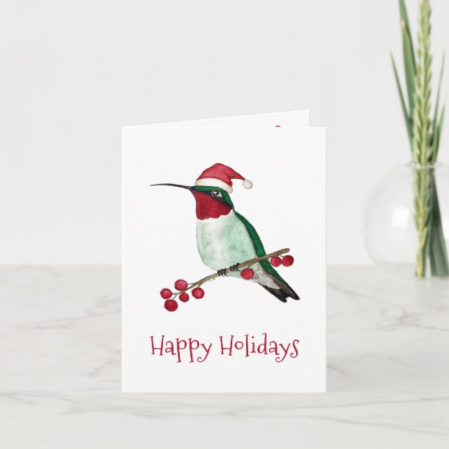 Santa Hummingbird Holiday Card (Front)