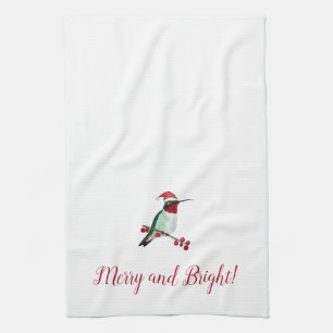 Santa Hummingbird Kitchen Towel