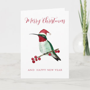 Santa Hummingbird Merry Christmas Card