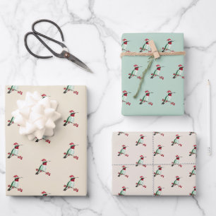 Santa Hummingbird Wrapping Paper Sheet
