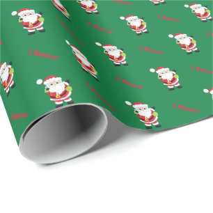 Santa I Believe Christmas Holiday Wrapping Paper