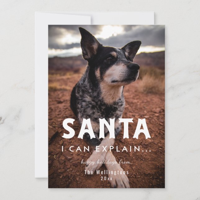 Santa I Can Explain Holiday Humour Pet Photo Card (Front)